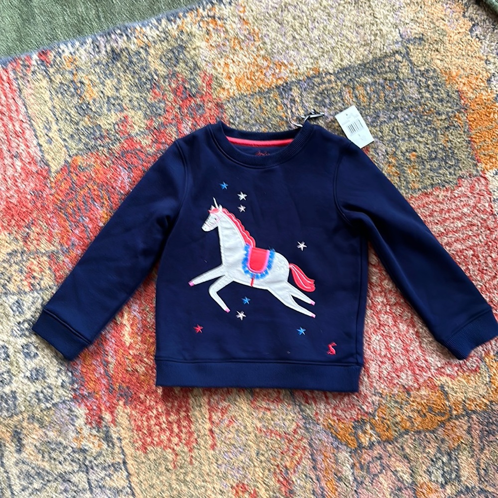 Joules sweatshirt. NWT. Size 5. Unicorn.